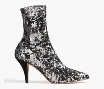 Sequined stretch-jersey sock boots - Black