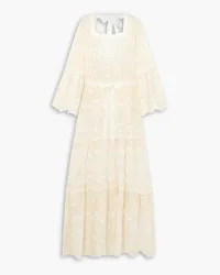 Miguelina Charlize appliquéd embroidered broderie anglaise cotton and silk-blend maxi dress - Yellow Yellow