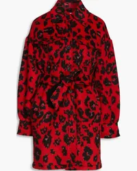 Diane von Furstenberg Manon belted leopard-print brushed wool-blend felt coat - Red Red