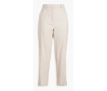 Trina cropped linen-blend twill straight-leg pants - Pink