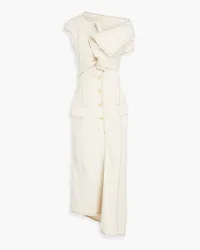 Jacquemus Fringed open-back linen and silk-blend canvas midi dress - White White