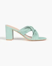 Stuart Weitzman Twist Block 75 twisted suede mules - Green Green