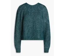 Metallic ribbed-knit sweater - Blue