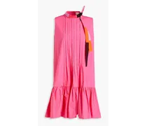 Pintucked cotton-poplin mini dress - Pink