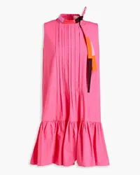 Roksanda Ilincic Pintucked cotton-poplin mini dress - Pink Pink