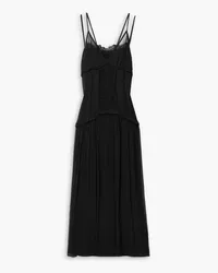 Jason Wu Lace-trimmed gathered silk-crepon maxi dress - Black Black