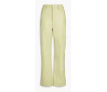 Leather straight-leg pants - Green