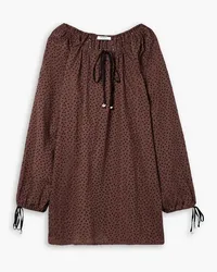 Marysia Moab tie-detailed broderie anglaise cotton mini dress - Brown Brown