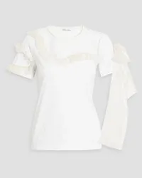 RED Valentino Ruffled point d'esprit-paneled cotton-jersey T-shirt - White White