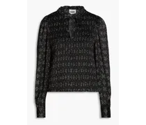 Berkin shirred printed satin blouse - Black