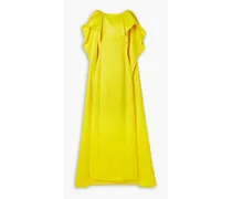 Amory layered paneled duchesse-satin gown - Yellow