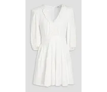 Gianni embroidered cotton mini dress - White