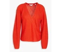 Wrap-effect ribbed-knit sweater - Orange