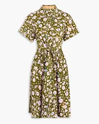 Diane von Furstenberg Albus floral-print cotton-blend poplin mini shirt dress - Green Green