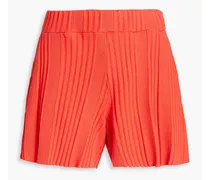 Ribbed cotton-blend shorts - Red