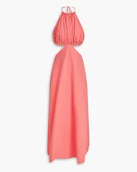 BONDI BORN Mahina cutout cotton-poplin halterneck maxi dress - Orange Orange