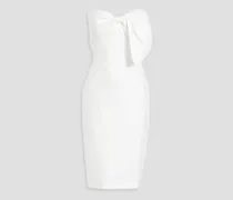 Strapless bow-embellished faille midi dress - White