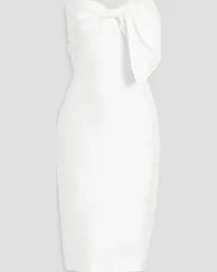 Badgley Mischka Strapless bow-embellished faille midi dress - White White