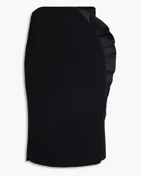 Emporio Armani Ruffled satin-trimmed knitted pencil skirt - Black Black