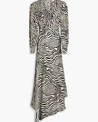 Ronny Kobo Estelle asymmetric zebra-print satin-crepe maxi dress - Animal print Animal