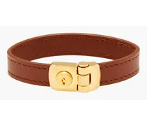 Leather and gold-tone bracelet - Brown