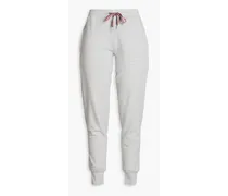 Mélange French cotton-blend terry track pants - Gray