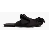 Bow-embellished satin slippers - Black