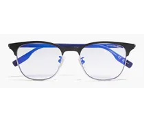 D-Frame gunmetal-tone optical glasses - Black
