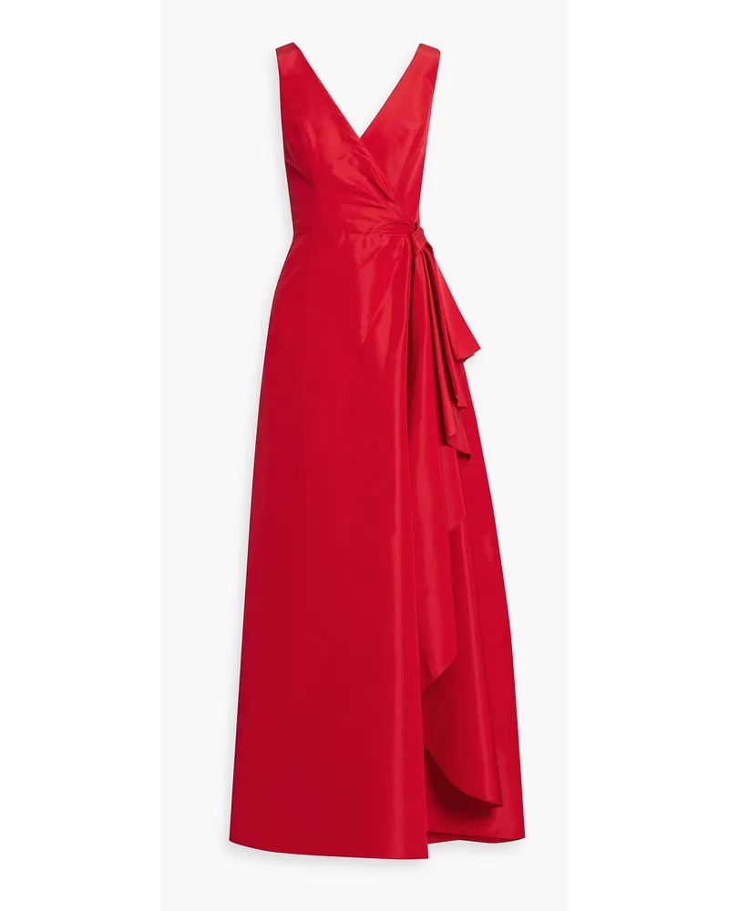 Carolina Herrera New York Wrap-effect pleated silk-faille gown - Red Red