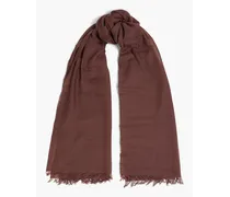Frayed cashmere and silk-blend scarf - Burgundy
