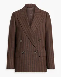 Acne Studios Double-breasted striped wool and cotton-blend blazer - Brown Brown