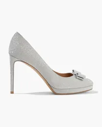 Ferragamo Osimo bow-embellished glittered woven platform pumps - Metallic Metallic