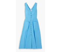 Zoey cutout stretch-cotton poplin midi dress - Blue