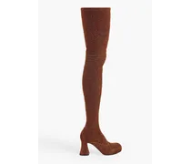 Groove metallic stretch-knit over-the-knee boots - Brown