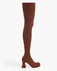 Stella McCartney Groove metallic stretch-knit over-the-knee boots - Brown Brown