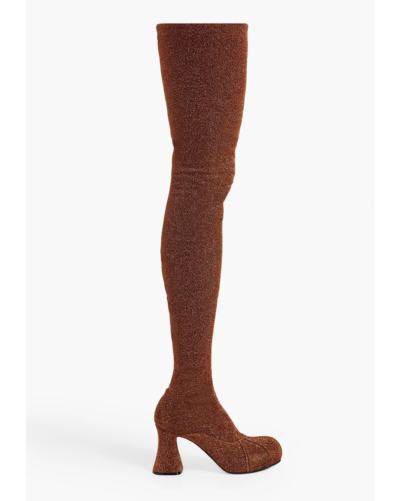 Stella McCartney Groove metallic stretch-knit over-the-knee boots - Brown Brown