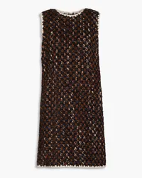 Dolce & Gabbana Embroidered wool-blend mini dress - Brown Brown