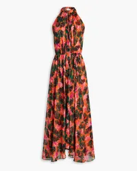 Saloni Tamara-B floral-print silk-crepe midi dress - Green Green