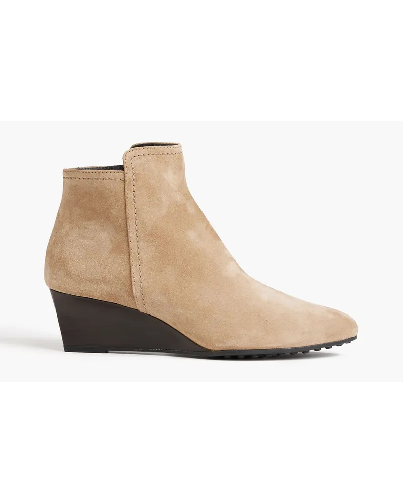 Suede wedge ankle boots - Neutral