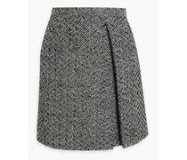 Embellished houndstooth wool-blend tweed mini skirt - Black