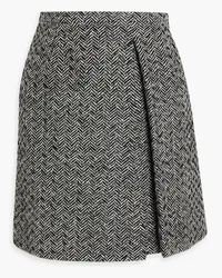 Valentino Garavani Embellished houndstooth wool-blend tweed mini skirt - Black Black