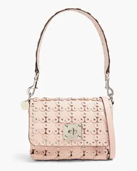 RED Valentino Flower Puzzle studded laser-cut leather shoulder bag - Pink Pink