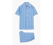 Kelburn checked cotton-poplin pajama set - Blue
