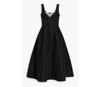 Homecoming crystal-embellished pleated taffeta midi dress - Black