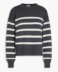 Brunello Cucinelli Bead-embellished striped cashmere sweater - Gray Gray