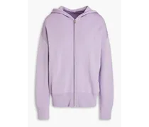 Logo-embroidered knitted zip-up hoodie - Purple