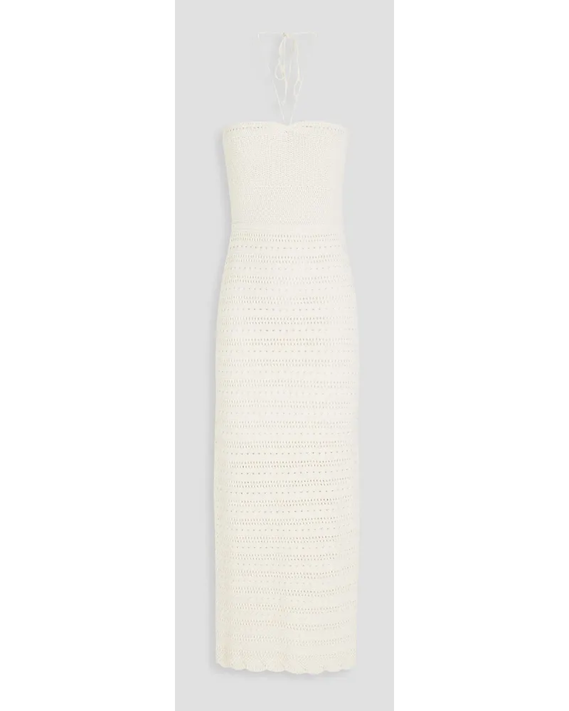 ba&sh Cutout pointelle-knit cotton halterneck midi dress - White White