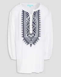 Melissa Odabash Simona gathered embroidered woven top - White White