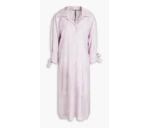 Striped silk shirt dress - Purple