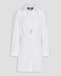 Jacquemus Layered cotton-poplin mini dress - White White